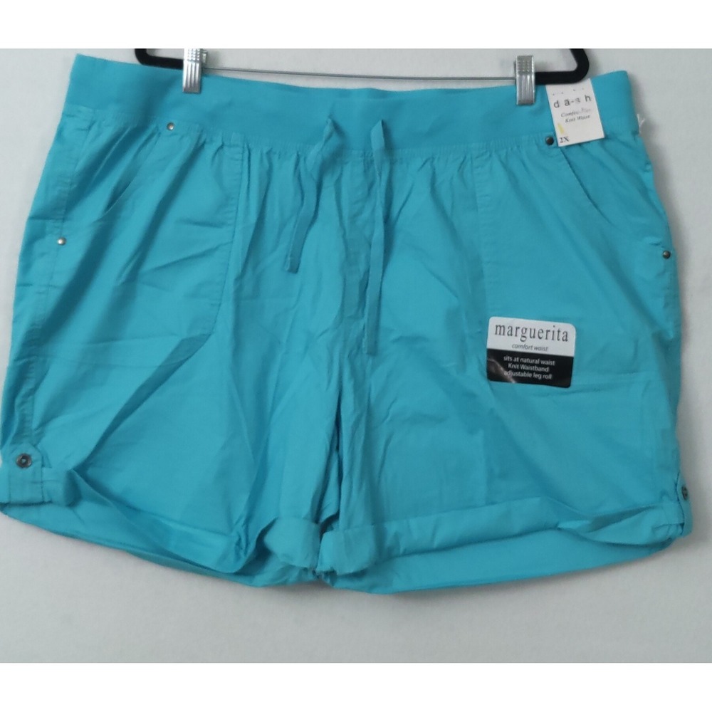 Da-sh Marguerita Comfort Waist Bermuda Ocean Blue Adjustable Leg Roil Size 2X